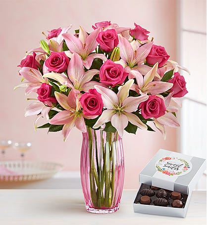 Magnificent Pink Rose & Lily Bouquet